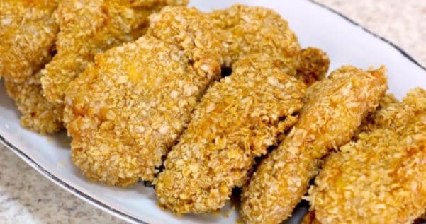 File de frango empanado na aveia