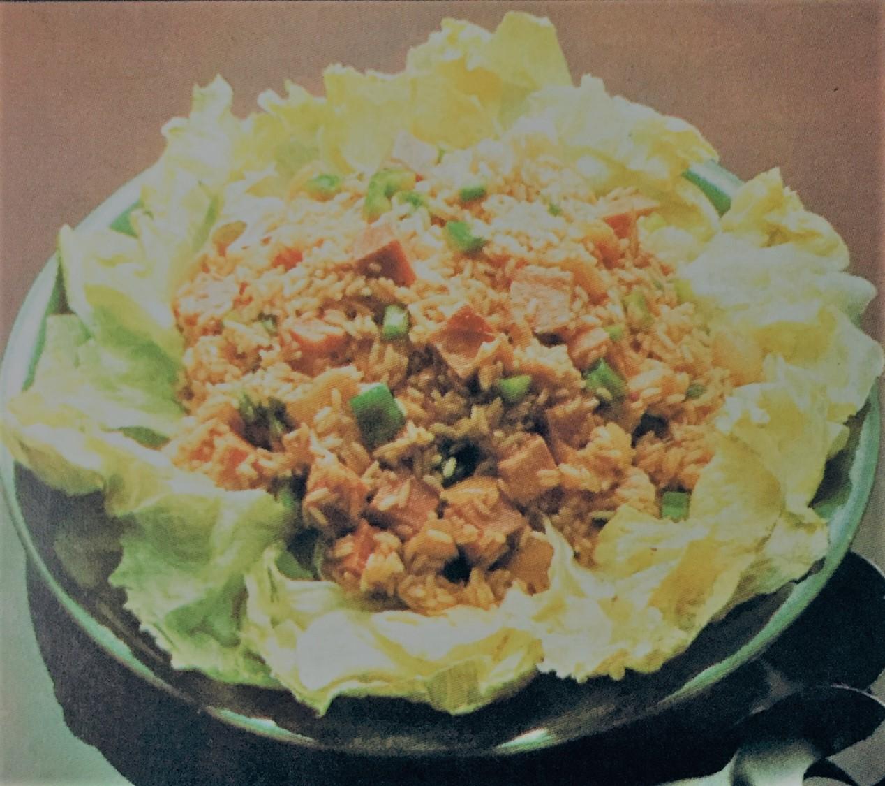 Salada de arroz e presunto